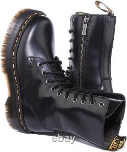 Dr Martens Jadon Hi Yellow Stich Side Zip Leather Mens Boots Black US 6 13