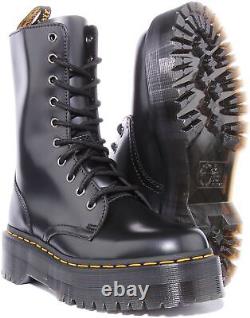 Dr Martens Jadon Hi Yellow Stich Side Zip Leather Mens Boots Black US 6 13