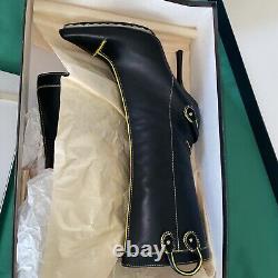 Dsquared2 Limited Edition Q4700 Black/Yellow Leather Tall Boots Size 8.5 M