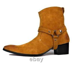European Mens Real Leather Chelsea Boots Shoes Pointy Toe Formal Runway Party L