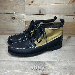 Filson X Sebago Chukka Boots Canvas Leather Wax Vibram Black Yellow Men's Sz 9.5