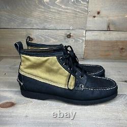 Filson X Sebago Chukka Boots Canvas Leather Wax Vibram Black Yellow Men's Sz 9.5