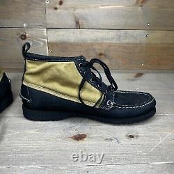 Filson X Sebago Chukka Boots Canvas Leather Wax Vibram Black Yellow Men's Sz 9.5