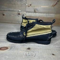 Filson X Sebago Chukka Boots Canvas Leather Wax Vibram Black Yellow Men's Sz 9.5