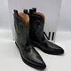 Ganni Low Shaft Embroidered Western Boot Black Yellow Mid Calf Leather Sz 8