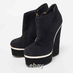 Giuseppe Zanotti Black Suede Gold Detail Ankle Boots Size 38