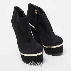 Giuseppe Zanotti Black Suede Gold Detail Ankle Boots Size 38