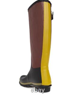 Hunter Erosion Texture Patchwork Tall Rain Boots In Black/brown/green/yellow 10