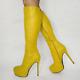 Knee High Boot Platform Full Zip Stiletto High Heel Pu Boots Shoes Large Size