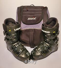 LANGE RX 130LV SIZE 27-27.5 SKI BOOTS BLACK YELLOW GREAT CONDITION with SWIX BAG