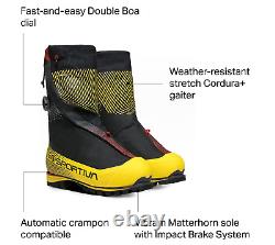 La Sportiva G2 Evo Men's Mountaineering Boots, Black/Yellow, M44.5