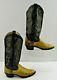 Ladies Larry Mahan Usa Yellowithblack Snake Almond Toe Cowgirl Boots Size 7 B