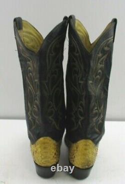 Ladies Larry Mahan USA YellowithBlack Snake Almond Toe Cowgirl Boots Size 7 B
