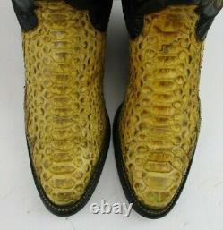 Ladies Larry Mahan USA YellowithBlack Snake Almond Toe Cowgirl Boots Size 7 B