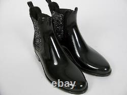 Lemon Jelly Sardenh Rubber Boots Black Gloss Chelsea Glitter Sparkle Shoe-40