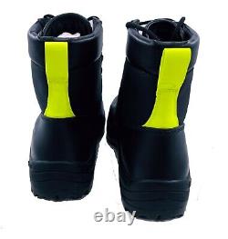 MCM Men's Black Leather Reflective Patch Boots withYellow Pull MEX 9AMM83 BK sz 41