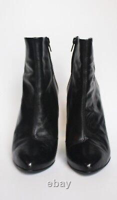MIISTA AMAYA ANKLE BOOTS 6.5 Black Leather Booties Yellow Plastic Perspex Heels