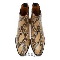 Men's Low-heeled Leather High-top Crocodile-print Pointed Toe Fashion Boots
