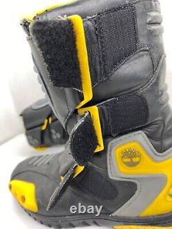 Men's Timberland Motorcycle Riding Boots Size 10M Black Yellow Discontinued USED