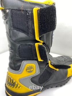 Men's Timberland Motorcycle Riding Boots Size 10M Black Yellow Discontinued USED