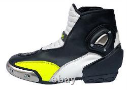 Motorcycle Boots Short Racing Atrox Leather Black Neon Yellow