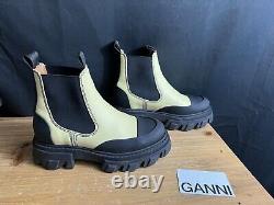 NEW GANNI Cleated Low Chelsea/Combat Ankle BOOTS Black/Yellow US 5 EUR 35 $475