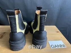 NEW GANNI Cleated Low Chelsea/Combat Ankle BOOTS Black/Yellow US 5 EUR 35 $475