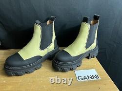 NEW GANNI Cleated Low Chelsea/Combat Ankle BOOTS Black/Yellow US 5 EUR 35 $475