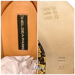 NIB Chelsea Paris Queen Boots, Yellow Snake Print, Size 37EU