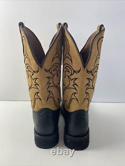 NWOB Circle G Black/Yellow Leather Embroidery Square Toe Western Boots Mens 8.5D