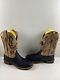 Nwob Corral Black/honey Ostrich Embroidery Square Toe Western Boots Men's 9.5 Ee