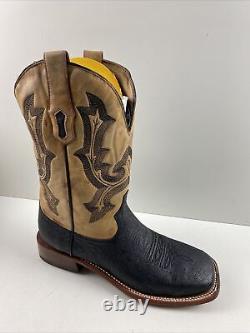 NWOB Corral Black/Honey Ostrich Embroidery Square Toe Western Boots Men's 9.5 EE
