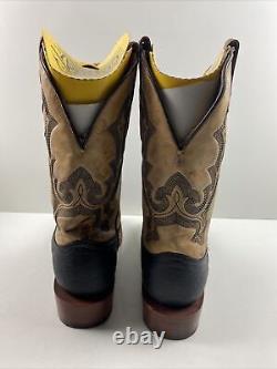 NWOB Corral Black/Honey Ostrich Embroidery Square Toe Western Boots Men's 9.5 EE