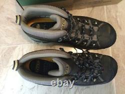 New $175 KEEN Targhee II Mid Black Olive Yellow Leather Mid WP Boots Men Sz 12