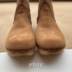 No. 6 Nubuck Leather Buckle Clog Boot Mid Heel Honey (41) RP$395