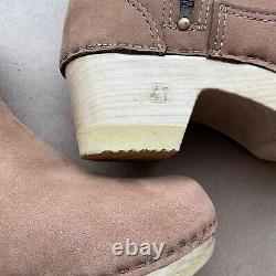 No. 6 Nubuck Leather Buckle Clog Boot Mid Heel Honey (41) RP$395