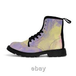 Purple Yellow and Pink Marble Women's Canvas Boots
