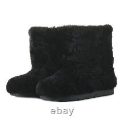 Short Sheepskin Fur Boots for Women, Winter Snow Boots, Moutons, Handmade LITVIN