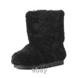 Short Sheepskin Fur Boots for Women, Winter Snow Boots, Moutons, Handmade LITVIN