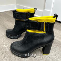 Sorel Women's Medina lll Ankle Rain Boots Yellow and Black Size 9