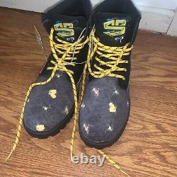 Spongebob Squarepants Paint Splatter Boots Black & Yellow Men's Size 8