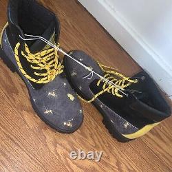 Spongebob Squarepants Paint Splatter Boots Black & Yellow Men's Size 8