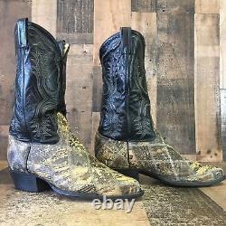 Tony Lama Vtg Gold Label Patchwork Lizard Cowboy Boots Mens 11 D