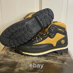 Vintage 90s Timberland Euro Hiker Boots Mens Size 7.5 Black Yellow Deadstock NOS