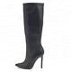Women Knee High Boots Side Zip Up Faux Leather Stiletto High Heels Boots Shoes