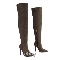 Womens Autumn Pointed Toe High Heels Side Zip Casual Sexy Over The Knee Boots