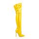 Womens Pu Leather Pointed Toe High Heels Side Zip Casual Over The Knee Boots