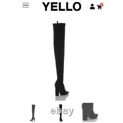 YELLOW Nee High Long Boots Tokyo Black Women Size US 6.5 7 Preowned