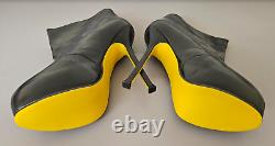 YSL Tribute Two Ankle Bootie Black Patent Yellow Sole EU 41 US 10-11 Ltd Edition