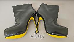 YSL Tribute Two Ankle Bootie Black Patent Yellow Sole EU 41 US 10-11 Ltd Edition